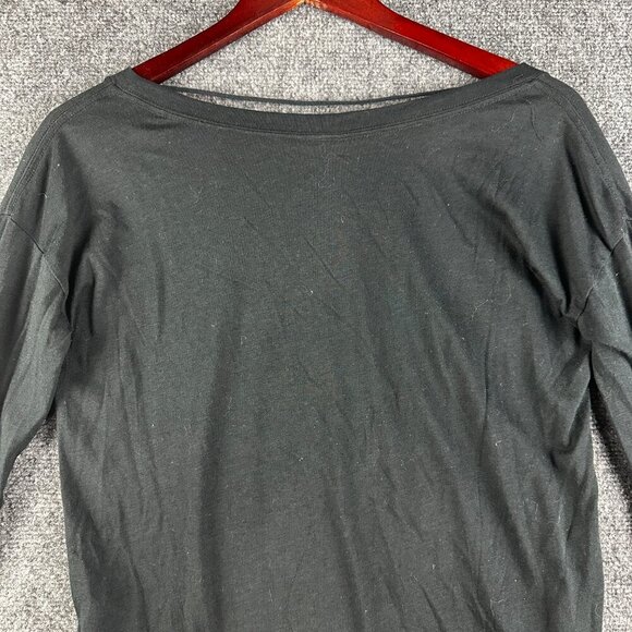 Nike Top Womens Medium Black White Swoosh Logo Tee Long Sleeve Curved Hem - Picture 8 of 8